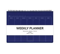 Elite Check - Planificador semanal sin fecha, planificador semanal y diario, con caja de verificación, nota gratis, 9.84 x 6.71 pulgadas (azul marino)