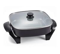Elite Gourmet 12" x 12" x 3” Ceralast™ Ceramic Non-stick PFAS Free, Dishwasher Safe Electric Skillet, Xtra Deep Dish, Rapid Heat 1200W, Black