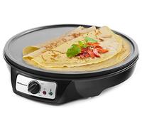 Elite Gourmet ECP-126 Máquina para hacer crepes eléctrica, para panqueques, pasteles calientes, plancha antiadherente con esparcidor, espátula y recetas (30,5 cm, negro)