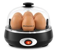 Elite Gourmet EGC007CHC# Rapid Egg Cooker, 7 Easy-To-Peel, Hard, Medium, Soft Boiled Eggs, Poacher, Omelet Maker, Auto Shut-Off, Alarm, 16-Recipe Booklet, BPA-Free, Charcoal Grey