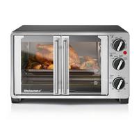 Elite Gourmet ETO2530M - Horno tostador de doble puerta francesa, hornear, asar, tostar, mantener el calor, se adapta a pizza de 12 pulgadas, capacidad de 25 l, acero inoxidable y negro