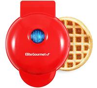 Elite Gourmet EWM015R Minigofrera eléctrica antiadherente, gofres belgas, diseño compacto, patata rallada, ceto, aperitivos, sándwiches, huevos, fácil de limpiar, rojo