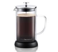 Elite Gourmet FP1223 Cafetera de prensa francesa de 1 litro, jarra de vidrio de borosilicato aislada de doble pared con asa, filtro/émbolo de acero inoxidable apta para lavavajillas, base de silicona