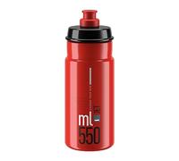 Elite Jet 550ml Rojo Logo Gris - Botella biodegradable ciclismo - Ligera compacta 80g - Alto flujo sin BPA