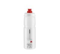 ELITE Jet 750ml Transparente Logo Rojo - Botella biodegradable ciclismo - Ligera compacta - Alto flujo sin BPA