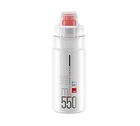 ELITE Jet Plus Transparente con logo rojo 550 ml - Botella de agua para ciclismo - Aislamiento mejorado sin BPA Biodegradable - Para carretera MTB Gravel