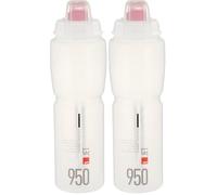 Elite Jet Plus Transparente con logo rojo 950 ml - Botella de agua para ciclismo - Aislamiento mejorado sin BPA Biodegradable - Para carretera MTB Gravel (Paquete de 2)