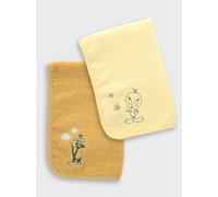 Elite Models Looney Tunes - Set de 2 Toallas Bordadas 30 x 45 cm - Rizo Absorbente 100% Algodón, Forro Impermeable, Cambio Nómada para Bebé - Silvestre & Piolín - Producto Oficial Warner Bros