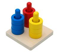 Elite Montessori 3 Wooden Colored Discs on Colored Dowels for 6+ months 1 year old baby Brain Development and Eye Hand Coordination Activi