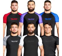 Elite Sports 2022 Jiu Jitsu BJJ Rashguards, Hombre BJJ, No GI, MMA Ranked Short Sleeve Compression Base Layer Rash Guard