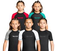 Elite Sports Rash Guards for Boys and Girls Short Sleeve Compression
