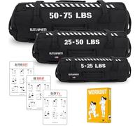 Elite Sports Saco de arena para entrenamiento versátil e intensivo para músculos centrales, entrenamiento de fuerza con colocación estratégica del mango (75 libras, negro)