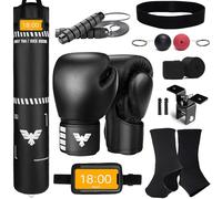 Elite Sports Saco de Boxeo Muay Thai de 6 pies para Entrenamiento de Artes Marciales, Bolsa Pesada de Cuero con Dona, Kit de Seguridad, Soporte y Correas