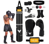 Elite Sports Saco de Boxeo Muay Thai de 6 pies para Entrenamiento de Artes Marciales, Bolsa Pesada de Cuero con Dona, Kit de Seguridad, Soporte y Correas