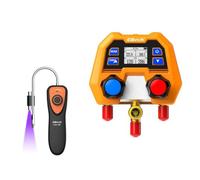 Elitech Detector de Fugas de Gas Refrigerante para HVAC con Lámpara UV CLD-100 y Manómetro Digital para Refrigeración Elitech para Medición de Alta y Baja Presión con Temperatura de Saturación DMG-2SE