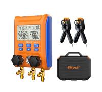 Elitech Juego de Manómetros Digitales de Refrigeración Juego de Medidor Digno per Pruebas de Sistemas Probador de Fugas de Vacío e Temperature de Presión Alta Precisión, HVAC LMG-10