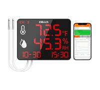 Elitech - Termómetro higrómetro digital con doble sonda externa de 2 x 2 m, grabadora Bluetooth de 30000 puntos, pantalla ancha para almacén invernadero de laboratorio, DR-230-THDE
