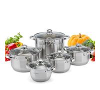 EliteHoff Juego de ollas de inducción de 10 piezas, olla de acero inoxidable de 7 capas, juego de 5 ollas con tapa, para todo tipo de cocinas