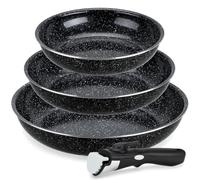 EliteHoff Juego de sartenes de 20/24/28 cm con mango desmontable, revestimiento antiadherente de mármol, sartenes de inducción para todo tipo de cocinas, fáciles de limpiar, color negro