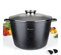 EliteHoff Olla de mármol con tapa, olla de aluminio antiadherente para sopa, inducción, para todo tipo de cocinas (negro, 15 L Ø 32 cm)
