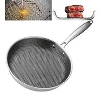 EliteHoff Sartén de inducción de nido de abeja de 26 cm de acero inoxidable, sartén antiadherente, universal, para todas las cocinas, apto para horno y lavavajillas (E-7548)
