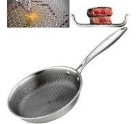 EliteHoff Sartén de inducción de nido de abeja de acero inoxidable de 22 cm, sartén antiadherente, universal, para todas las cocinas, apto para horno y lavavajillas (E-7546)