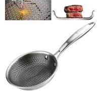 EliteHoff Sartén de inducción de panal de acero inoxidable de 16 cm, sartén antiadherente, universal, para todas las cocinas, apto para horno y lavavajillas (E-7543)