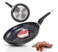 EliteHoff Sartén de inducción, sartén con revestimiento antiadherente, apta para todo tipo de cocinas, revestimiento de granito, sartén de inducción de aluminio, color negro (24 cm)