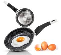 EliteHoff Sartén de inducción, sartén con revestimiento antiadherente, apta para todo tipo de cocinas, revestimiento de granito, sartén de inducción de aluminio, color negro (16 cm)