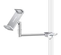 elitehood Soporte de aluminio para iPad para soporte de micrófono, soporte de música para iPad para micrófono, giratorio de 360°, soporte de tableta ajustable para iPhone de 4 a 13 pulgadas, color