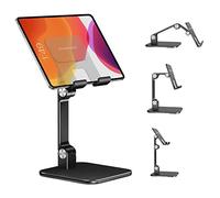 Elitehood Soporte de aluminio para iPad, soporte ajustable para iPad para escritorio, soporte de tableta de escritorio para iPad Pro 12.9, iPhone y más dispositivos de 4 a 13 pulgadas, color negro