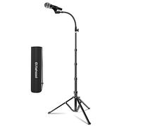 Elitehood Soporte de micrófono plegable de aluminio, 82 pulgadas de alto y altura ajustable, soporte de trípode para micrófono con soporte de clip de micrófono para cantar, actuaciones, karaoke, habla