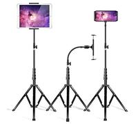 elitehood Soporte de trípode de metal para iPad y soporte de suelo ajustable de 72 pulgadas con cuello de cisne para tablet Pro 12.9 11, Mini, Air, iPhone y tabletas de 4.7 a 12.9 pulgadas