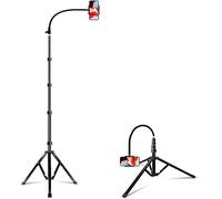 Elitehood Trípode para Móvil Alto de 203cm, Metal Resistente con Cuello de Cisne y Soporte para Teléfono, Rotación 360° Compatible con iPhone 15 14 Pro MAX/Pro/13/12