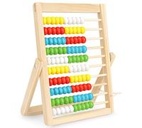 EliteMill Regla de cálculo marco de cálculo niños, escuela primaria ábaco juegos educativos con 100 cuentas de colores madera regla de cálculo escuela primaria matemáticas educación juguetes para
