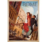 ELITEPRINT Visit Rome Art déco vintage Italie touristique réimpression A3 classique sur matériau d'impression 250 g/m²