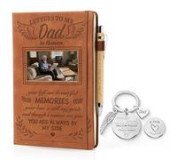 EliteSign Cartas a mi papá en el cielo, regalos conmemorativos de condolencias, cuaderno A5 de cuero y llavero de bolsillo de ángel, diario de fotos de viaje con bolígrafo