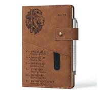 EliteSign Cuaderno de cuero con bolígrafo grabado y bolsillo frontal para teléfono, regalos cristianos para hombres y mujeres, ministros, predicadores, iglesia, sermón, notas, planificador, 14 x 21 cm