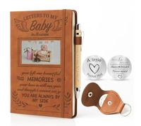 EliteSign Diario de cuero con texto en inglés "Letters To My Baby in Heaven", cuaderno de 200 páginas, ventana de fotos, llavero conmemorativo de abrazo, regalo de duelo para padres