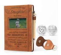 EliteSign Diario de cuero con texto en inglés "Letters To My Daughter in Heaven", cuaderno de 200 páginas, ventana de fotos, llavero conmemorativo de abrazo, regalo de duelo para padres