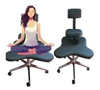 Elitix Silla ergonómica para rodillas con patas coronadas con ruedas, taburete de meditación ajustable, asiento sin brazos, asiento de escritorio para adultos, para sentarse en el sacro, azul