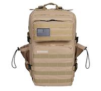 ELITRAINX Mochila 45L Táctica Repelente al agua Zona de Parches, Cabina Avión, CrossTraining, Oxford 1000D Gimnasio Portatil by ELITEX TRAINING (Cream Khaki)