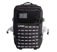 ELITRAINX Mochila Táctica 45L V2 Repelente al Agua - Oxford 1000D, Cabina Avión y Viaje, Gimnasio y CrossTraining, Compartimento Portátil y Zapatillas, Cremallera Impermeable (Negro Blanco 2.0)