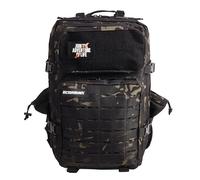 ELITRAINX Mochila Táctica 45L V2 Repelente al Agua - Oxford 1000D, Cabina Avión y Viaje, Gimnasio y CrossTraining, Compartimento Portátil y Zapatillas, Cremallera Impermeable (Camuflaje Negro)