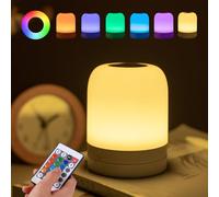 ELITUN Luz nocturna, lámpara de mesa regulable con 5 niveles de brillo, 13 colores RGB, control táctil y función de memoria, portátil, carga USB, luz de 360°, ideal para dormitorio, sala de estar,