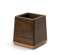 Elitzia Soporte organizador de brochas de maquillaje de madera de nogal para pinceles, delineadores de ojos, lápices de labios, rímel, almacenamiento de escritorio, ordenación, ahorro de espacio