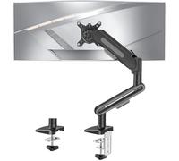 ELIVED EV3235B-G Soporte de escritorio para pantallas de 13 a 34", carga | Soporte de escritorio reclinable y giratorio, regulable en altura, VESA 75 y 100 mm, abrazadera en C y base de ojales