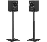 ELIVED Soporte universal para altavoces (altura regulable hasta 95 cm, con base de cristal y canal de cable interno para altavoces de estantería, capacidad de carga de 10 kg, 1 par), color negro