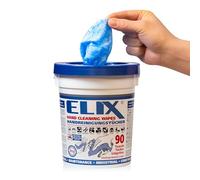 ELIX Paños de Limpieza de Manos - 90 Paños de Limpieza Húmedos - Paños de Limpieza para Taller - Paños de Limpieza en Cubo con Tapa - 90 Paños de Limpieza para Manos 31 * 27 cm - Azul