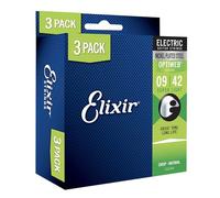 Elixir cuerdas 16550 acero chapado en níquel cuerdas para guitarra eléctrica con revestimiento de optiweb, Set de 3 piezas